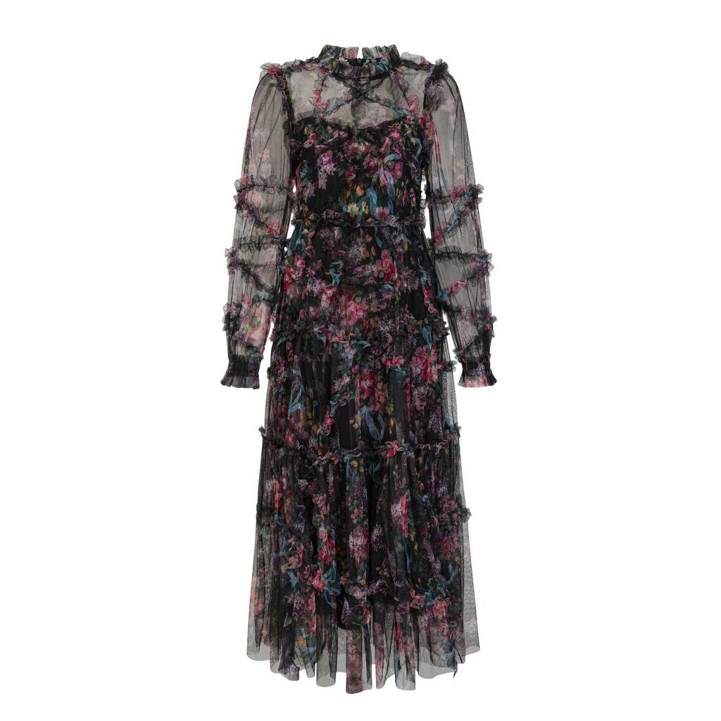 Floral Dress Spring and Autumn High-end Evening Dress French Dress Wedding Dress Women's Skirt