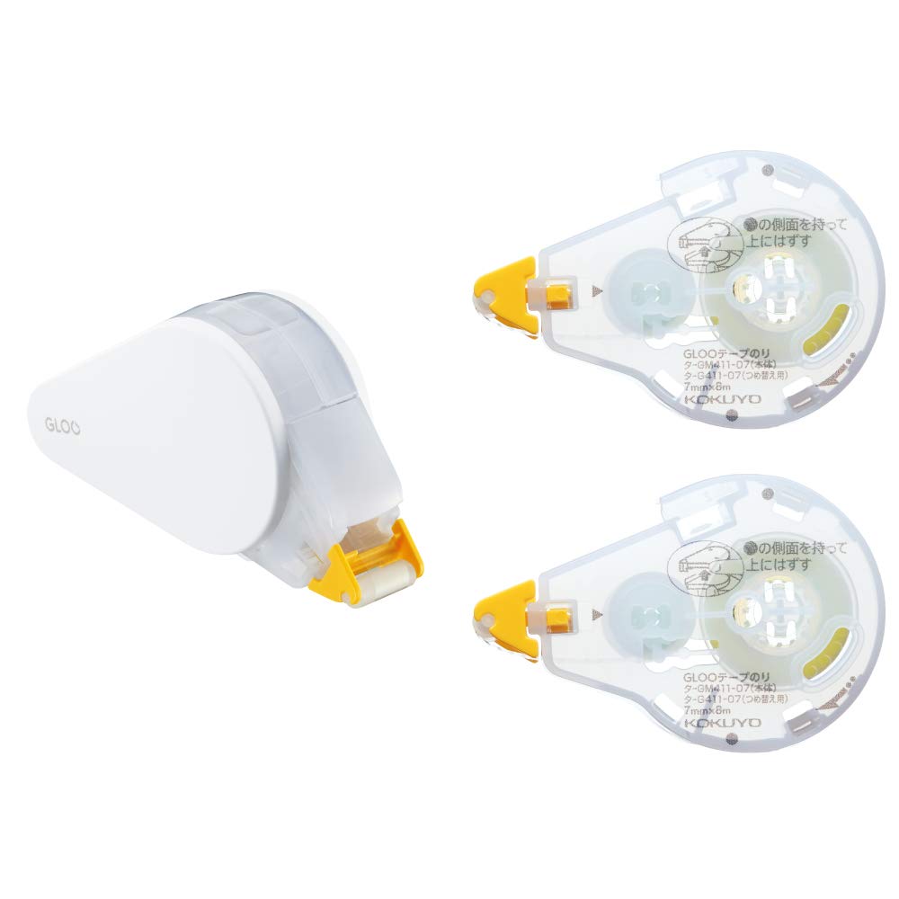 KOKUYO GLOO Tape S 1 Main Unit 2 Glue, Removable, Size, + Refills, TA-GM411-07SSET