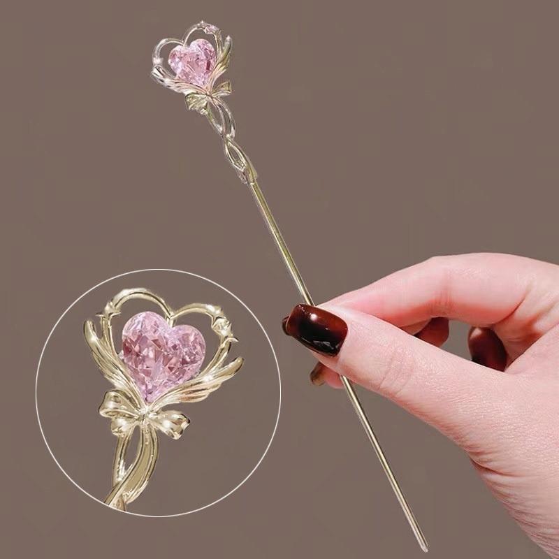 1pc Magic Wand Girl Hairpin Daily Simple Fashion Hairpin Elegant Heart Hairpin Girl's Heart Hair Accessories for Women