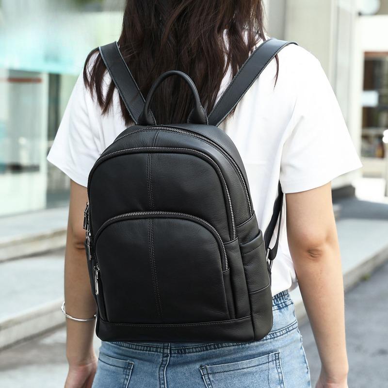 Backpack Versatile Casual Backpack Genuine Leather High-end Schoolbag Commuting Backpack