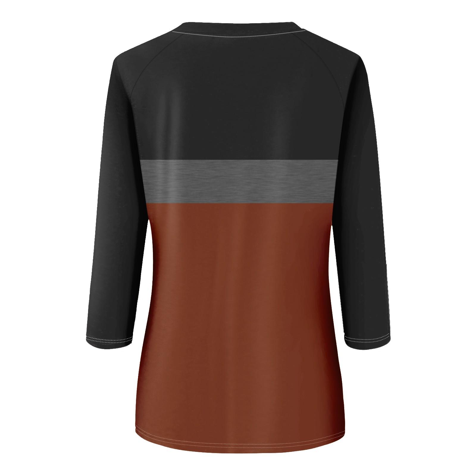 Женская модная повседневная рубашка с круглым вырезом и рукавами 3/4 — фото 5