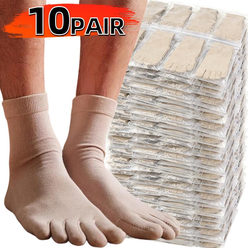 10pairs Unisex Five Toe Socks Men Women Five Fingers Socks Cotton Soft Breathable Sports Running Solid Color Black White Soks
