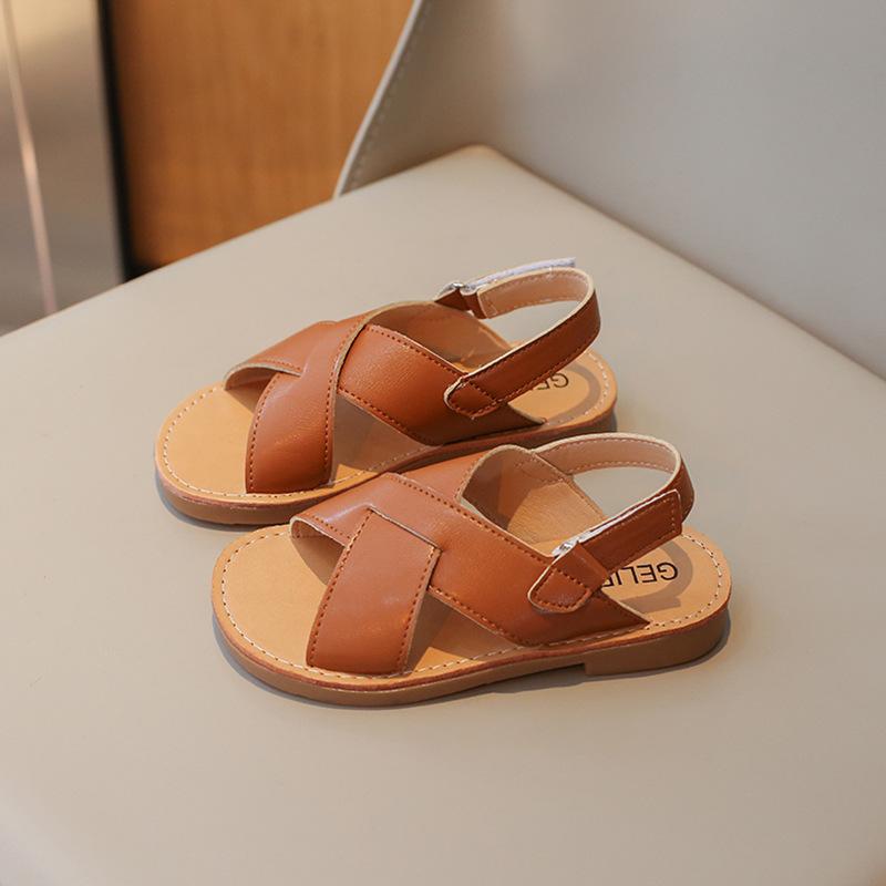 

Size 21-35 Boys Girls Sandals Summer Children Beach Shoes Kids Fashion Cross-tied Anti-sliperry Soft Simple New I10089 21 коричневый