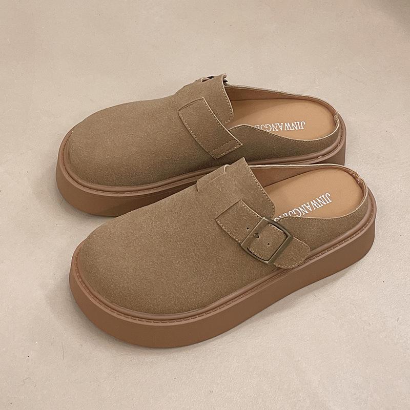 

Retro thick-soled Birkenstock bag head half slippers women s 2025 spring and autumn new height-increasing outer wear lazy people pedal Birkenstock sh 35