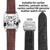 20 23mm Vysoce kvalitní kožený řemínek k hodinkám Pro Cartier Santos Řemínek z hovězí kůže Santos 100 pánské dámské skládací spona Náramkové doplňky
