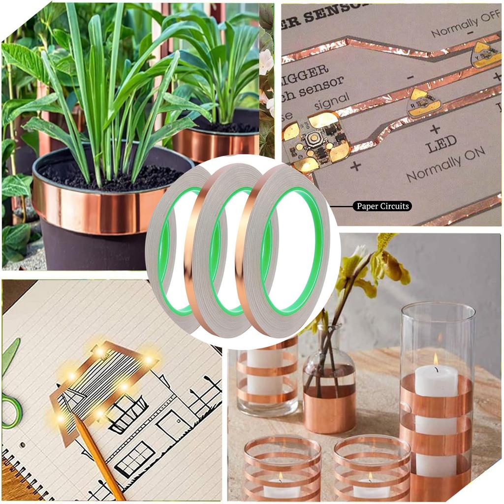 1pcs Length 20M Adhesive Conductive Coppers Foil Tape 3/5/6/8/10/12/15/20/30/50mm Double Sided Conduct Copper Foil Tapes