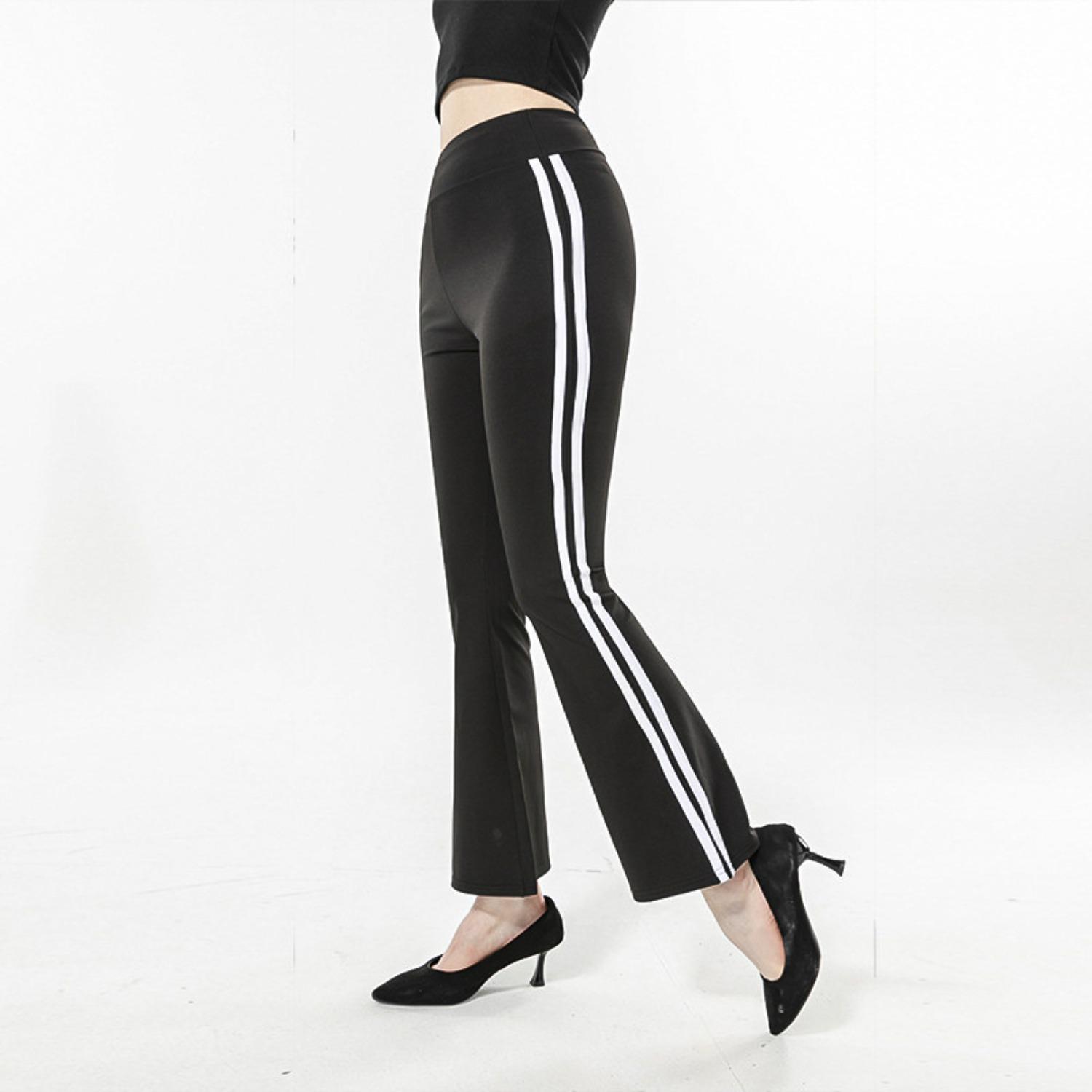 Women s High Waist Flare Leg Pants Slim Fit Solid Color Casual Lounge Trousers S