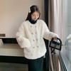 Autumn Winter Loose Casual Double Breasted Lamb Fleece Coat Women Quilted All-match Cardigan Jacket Top