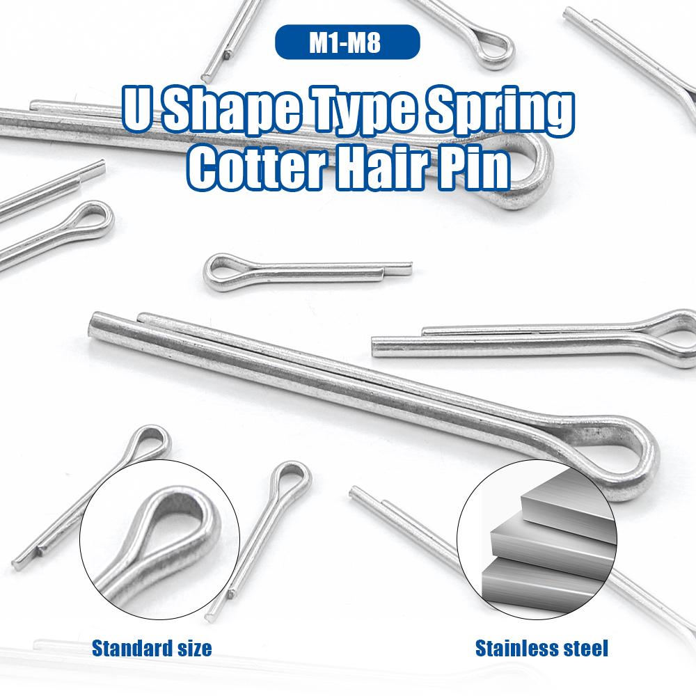 

NINDEJIN 2-50pcs Split Pins Cotter Fixings M1.5 M2 M2.5 M3 M4 M5 M6 M8 304 SS Link Split Cotter Pin for Automotive Repair M1.5x10mm 50pcs