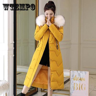 Winter Big Fur Collar Mid-length Padded Jacket Plus Size Slim Padded Jacket Fashionable Over-the-knee Female Down Padded Jacket