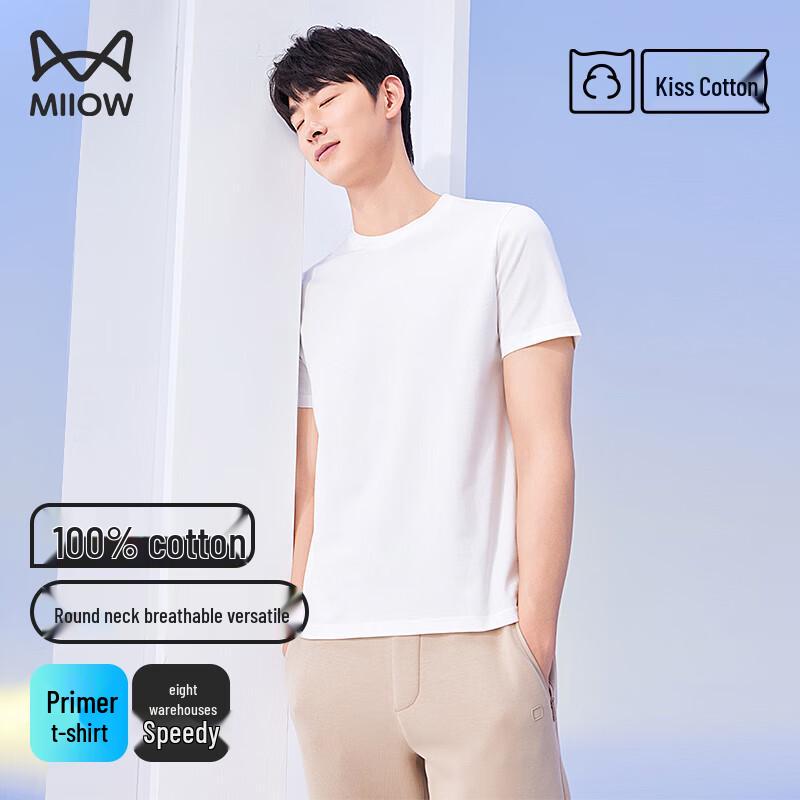 MiiOW Men s 100% Cotton Crew Neck T-Shirt XL белый