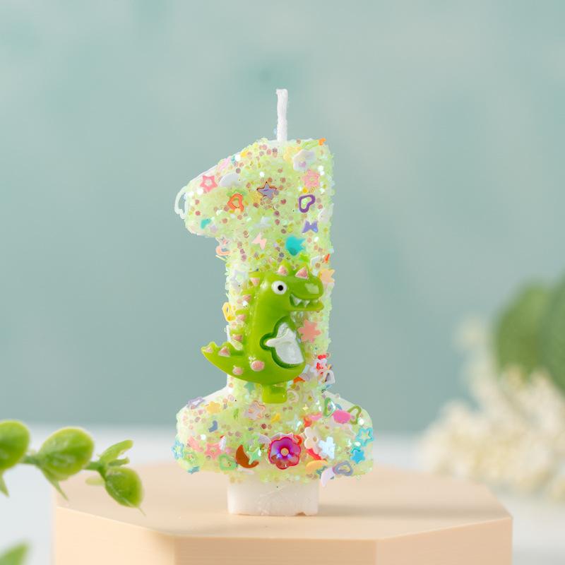 Digital Birthday Candle Cake Party Decoration First Birthday Creative Dinosaur Decoration