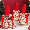 Christmas Candy Canvas Bag Children Christmas Eve Party Drawstring Apple Bag Pouch Christmas New Year Gift Packaging Bag