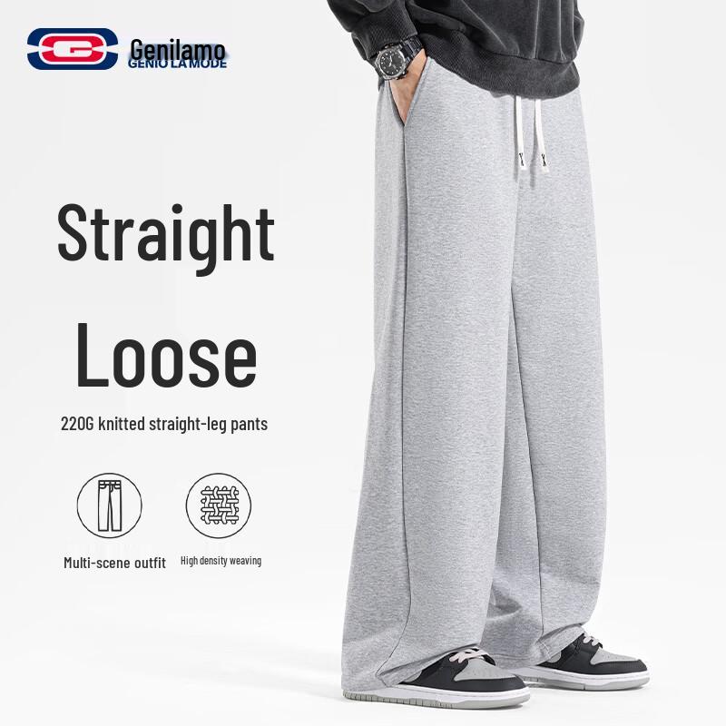 GENIOLAMODE Men s Straight-Leg Casual Athletic Pants M