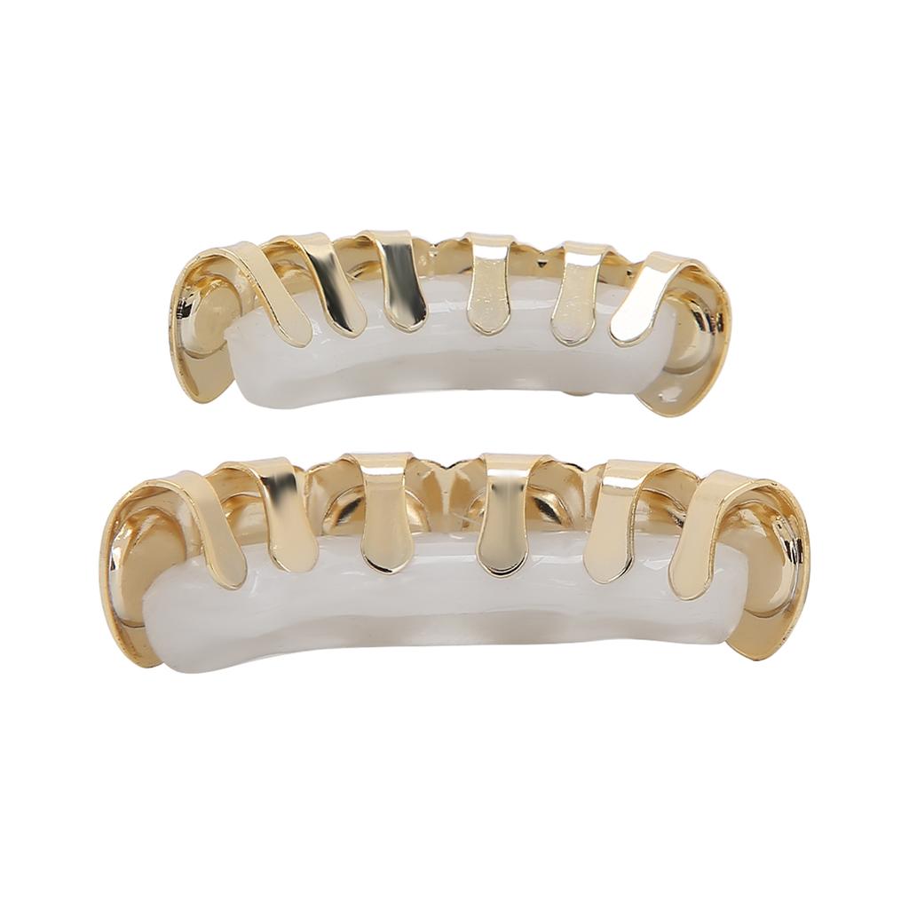 Upper Lower Shining Hip Hop False Teeth Set Halloween Festival Teeth Decoration Brace