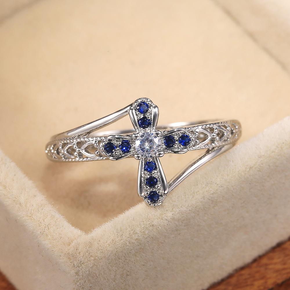 Rings, Crosses, Hollow Zircon Rings, Women'S Ring Accessories