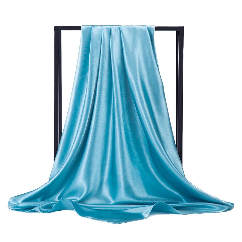 Luxury Brand Silk Scarf Women Satin Solid Color Hijab Scarves Muslim Pareo Bandana Female Shawl Wrap Headband Foulard 90*90cm