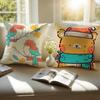 Countrystyle Adorable Animal Illustrations Cushion Cover Pillowcase Antidustmite Invisible Zipper Short Plush Sofa Cushion