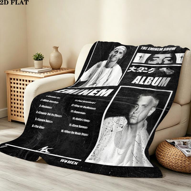 1PC Eminem Patterned Flannel Blanket Suitable For All Seasons For Home Decor Warmth And Comfort Gifts Holiday Present