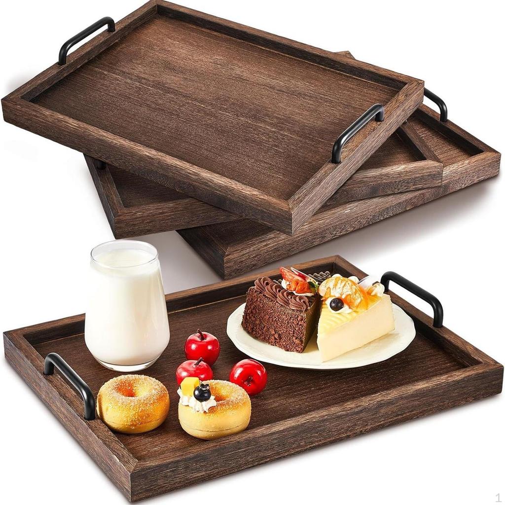 2 Pack Rustic Serving Trays, Stylish Board, Multipurpose Vintage Platters, Wooden Board for