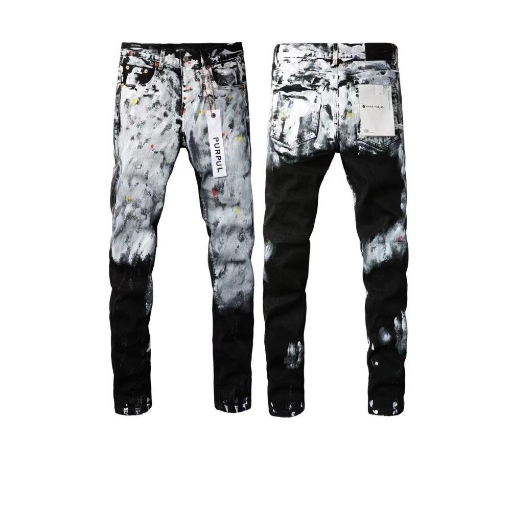 ZYLLO New Jeans Men Fashion American Streetwear Retro Wash Blue White Hole Low Rise Elastic Skinny Jeans