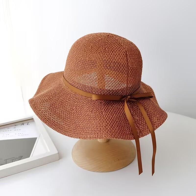 Summer Hat Women's Sunscreen Hat Sun Hat Mesh Breathable Sun Hat Bow Fisherman Hat Outdoor Travel Basin Hat