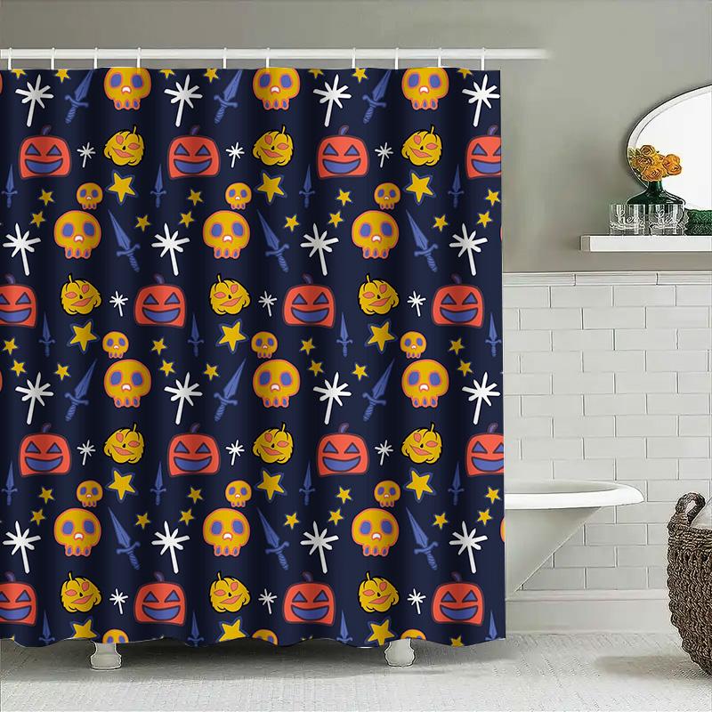 

Tuniu Halloween Skull Stars Bathtub Curtain Waterproof Bathroom Shower Curtain For Kids Teens Boys Girls W60H190(CM)-1 Pcs