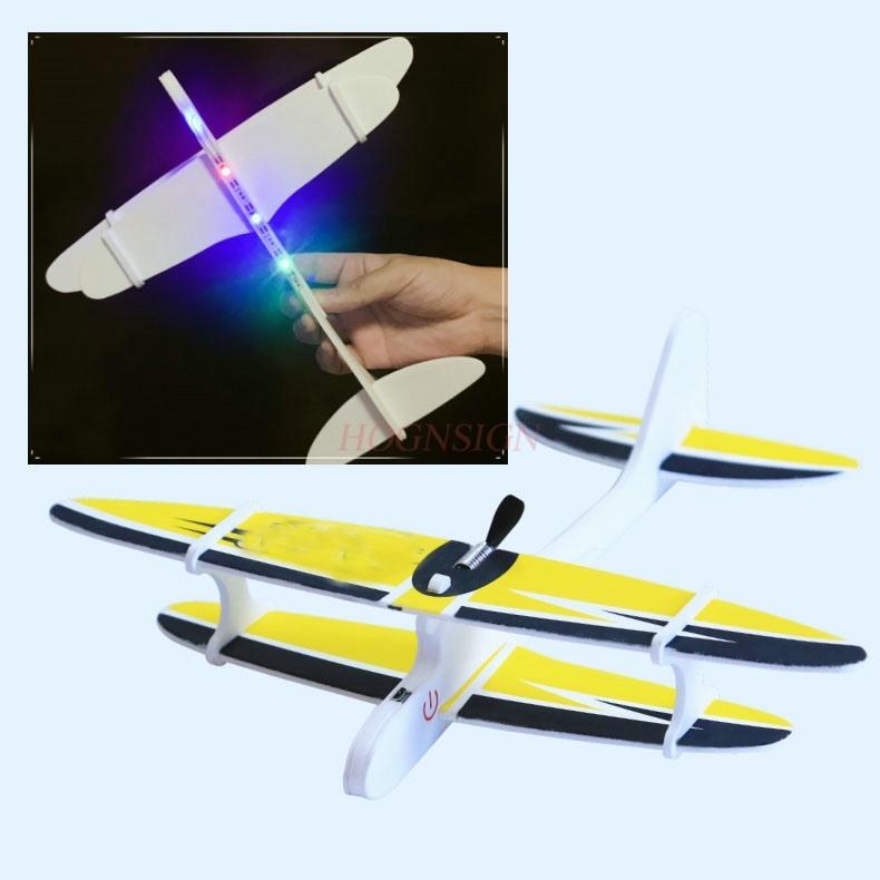 Electric Foam Aircraft Charging Hand Throwing Slow Flying Biplane Glider Outdoor Children'S Toys Hand Assembled Flight Model