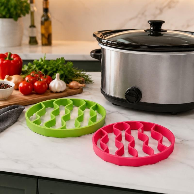 Silicone Open Rack Insert for Slow Cooker Use, Pot Bottom Lift Support for Soup, Porridge and Braised Dish Cooking Meal Use