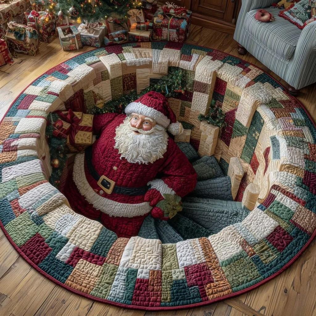 Christmas Cartoon Round Rug Waterresistant Carpet For Living Room Decor