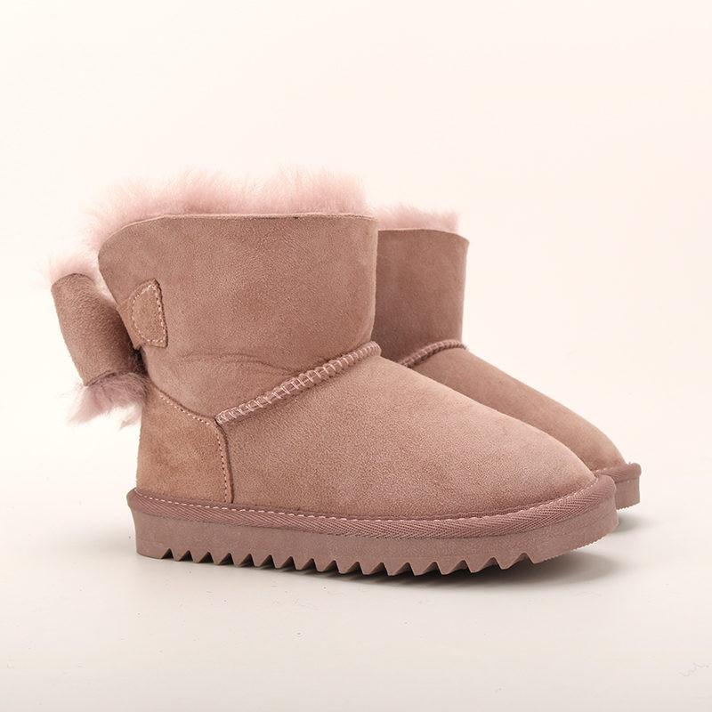New Warm 2024 New Real Sheepskin Handmade Waterproof Girls Boots Winter Fur Warm Kids Snow Boots For Girls Brand Children Shoes