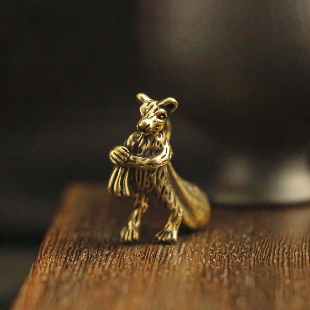 3D Messing Chinesisches Tierkreiszeichen Ratte Schlüsselanhänger Anhänger und Mini Hängeornament