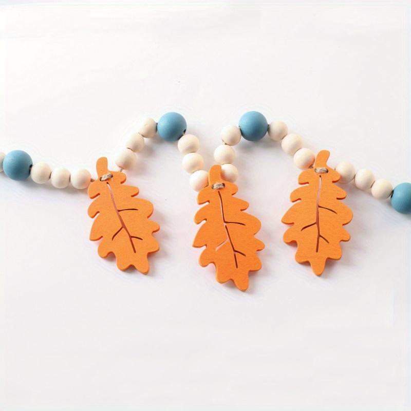 

Wreath of Autumn Wood Beads with Tassel, Maple Leaves, Wreath of Wood Beads, Diy Tray Decoration