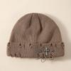 New Unisex Knitted Beanie With Devil Horns Halloween Distressed Skull Cap Hip Hop Winter Warm Yarn Hat For Men Women