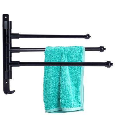 Badkamer Wandhanddoekrek, Metaal Zwart, Draaibare Haak, 30cm