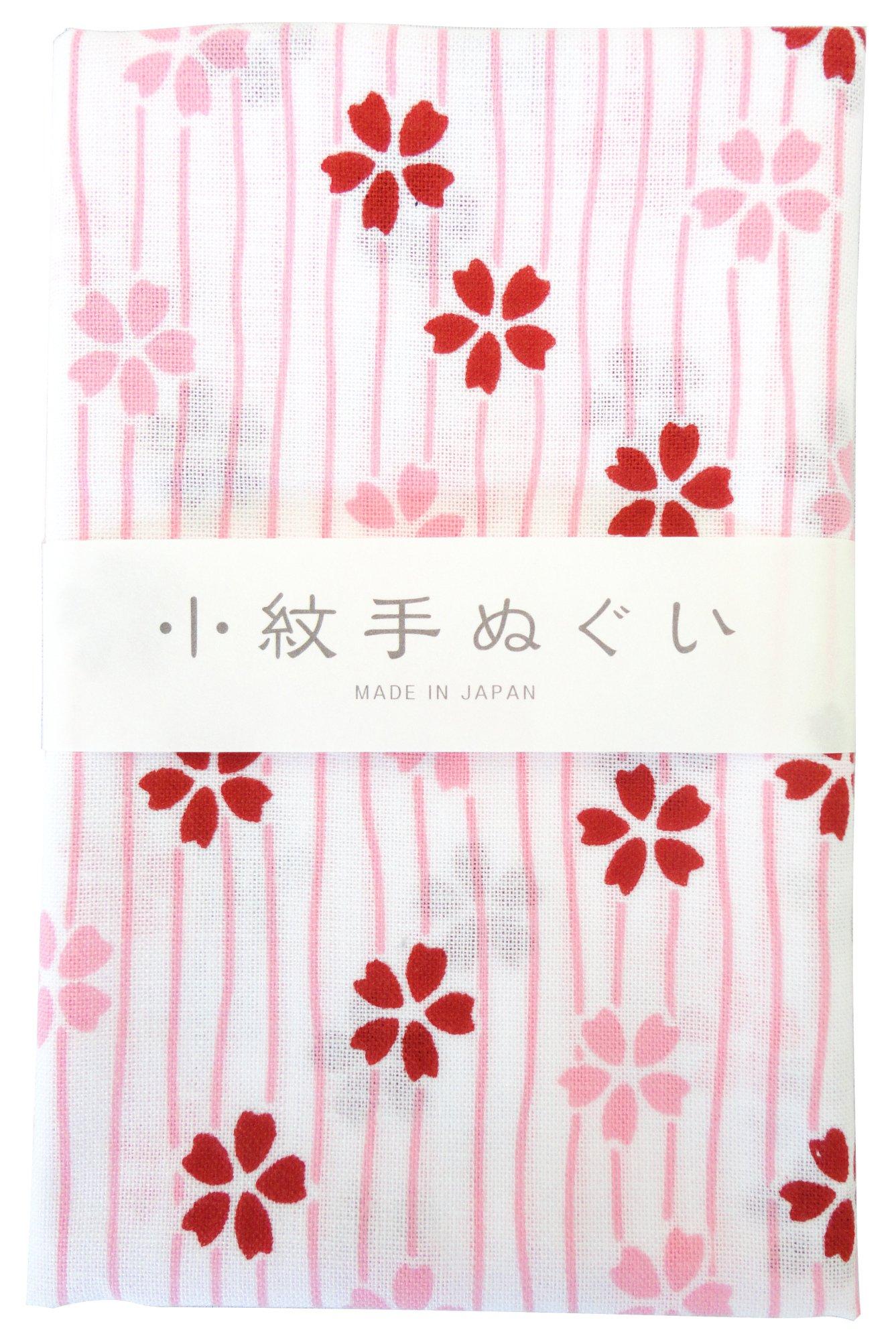 

Miyamoto Komon Tenugui hand Striped Cherry Blossoms 33 x 90 cm 33043 (Japanese towel) - - - розовый