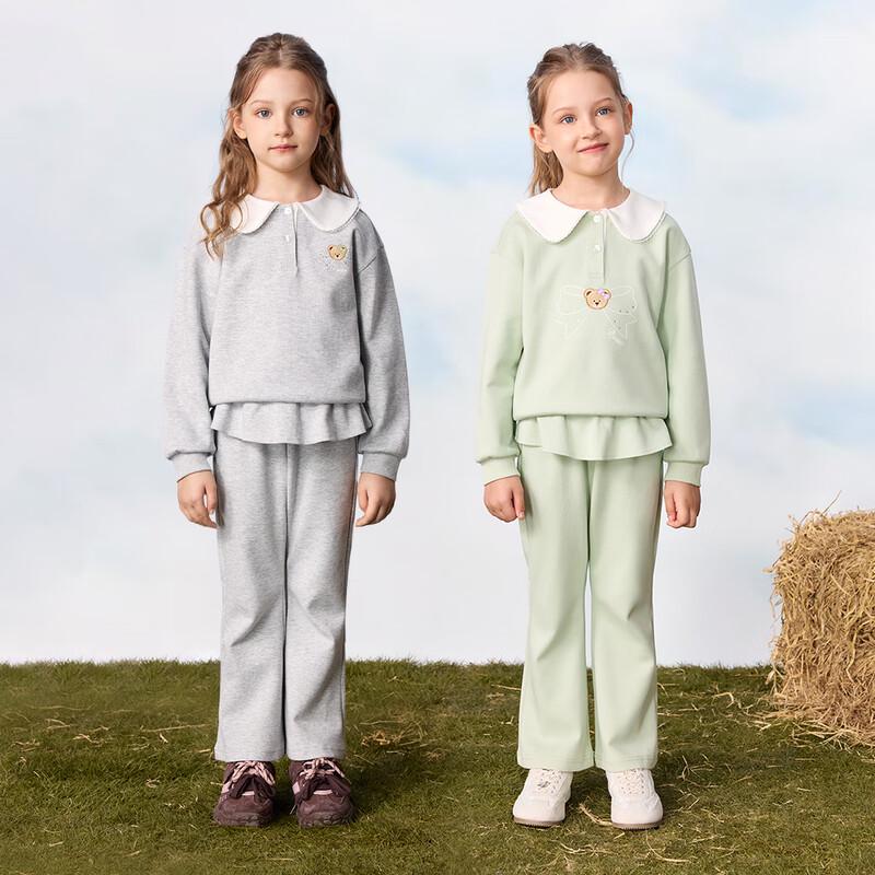 PawinPaw Girls' Cartoon Bear Knit Sweatshirt & Pants Set