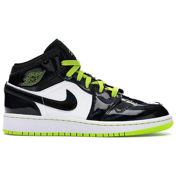 Jordan 1 Mid Black Cyber Mystic Green GS BQ6931-003