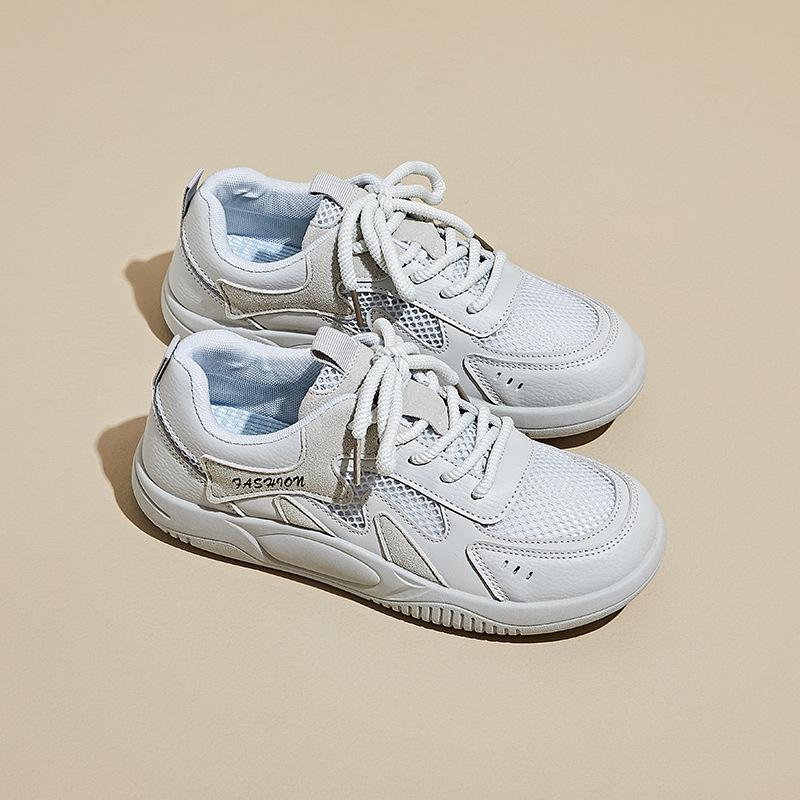 New Summer White Shoes for Female Students' Mesh Breathable Height-enhancing Casual Shoes