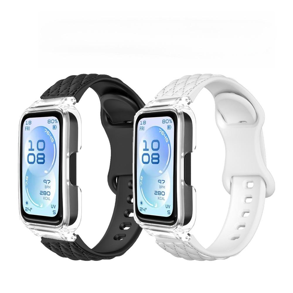 Microwave Pattern Solid Color Strap+PC Case for Huawei Band 11/11pro Soft Silicone Sports Watch Strap for Huawei Band 11/11pro