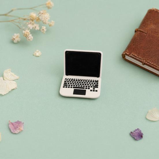 Model Mini Laptop pentru Casuța de Păpuși, Figurină Realistă de Notebook Miniatural, Accesorii de Decor pentru Biroul, Studiu, Sufrageria Casuței de Păpuși