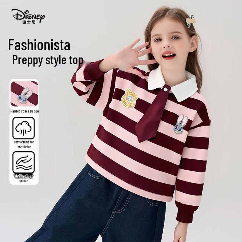 Disney Zootopia Girls  Striped Long Sleeve Polo T-Shirt 120