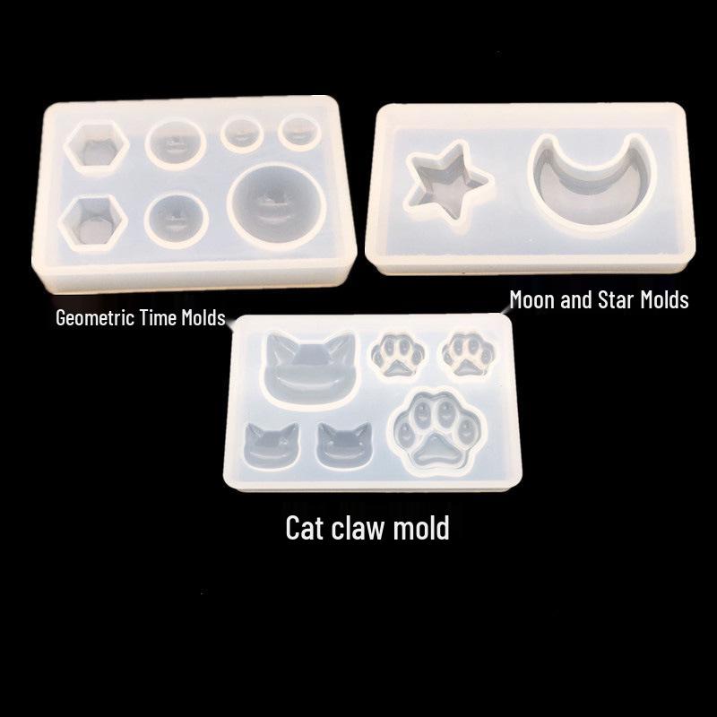 DIY Silicone Epoxy Mold for Cat Paw, Moon & Star Geometric Pendant