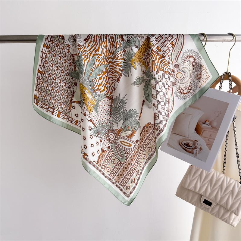 Luxury Brand Silk Square Plaid Scarf Women Satin Neck Hair Tie Band Soft work neckerchife  NEW Hijab Head Female Foulard