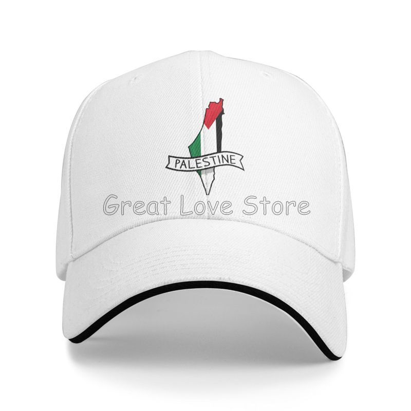 Palestine Flag Map Sticker Baseball Cap Casual Snapback Peaked Cap Unisex Sandwich Caps Sun Visor Bucket Hat Golf Hats