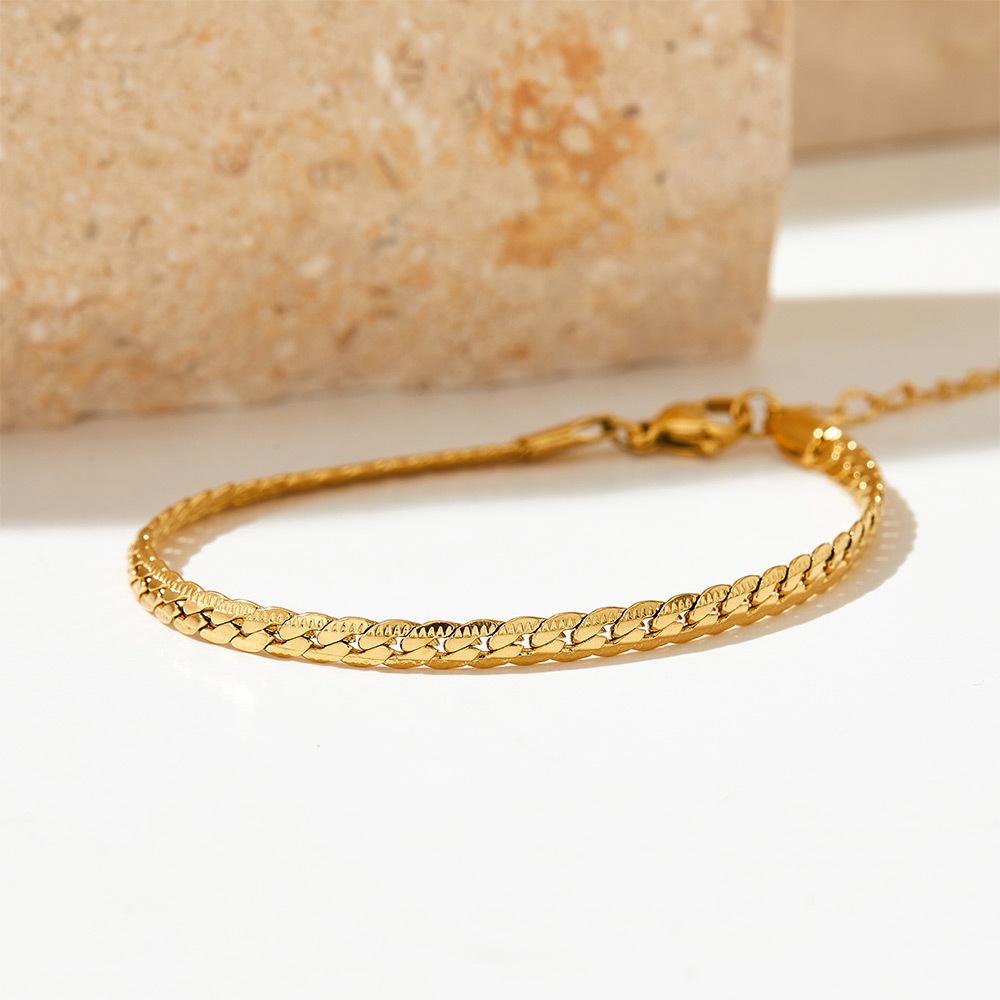 Punk Flache Schlangenkette Armband 3mm Gold Silber Farbe Edelstahl Prägung Handketten für Männer Frauen Mode Schmuck Geschenk