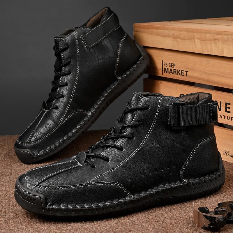 High Quality Handmade Designer Casual Leather Men Shoes Casual Comfy Antiskid Hiking Walking Shoes Flats Hot Sale Outdoor Shoes