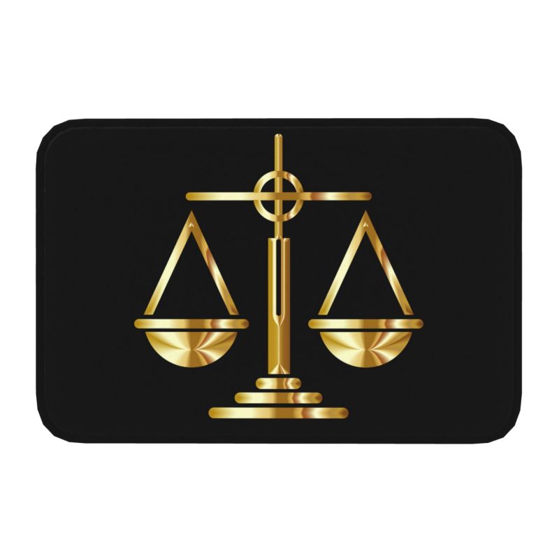 Écailles de Justice Dorées Logo de Loi Paillasson d'Entrée Antidérapant Extérieur Avocat Fête Juridique Paillasson Chambre Balcon Tapis d'Entrée Tapis 40cmx60cm