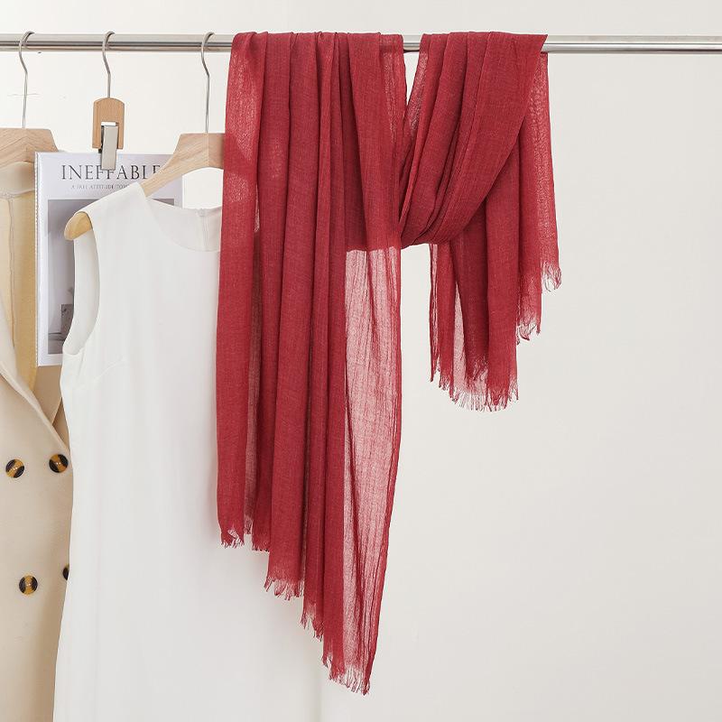 Monochrome Thin Scarf Women'S Sunscreen Shawl Solid Color Simple Imitation Cotton And Linen Silk Scarf High-End Yarn