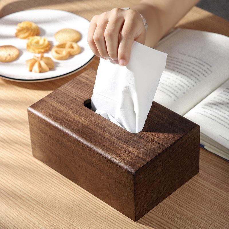 Wooden Bathroom Tissue Box Living Room Household Dining Table Tea Table Paper Extraction Box Walnut